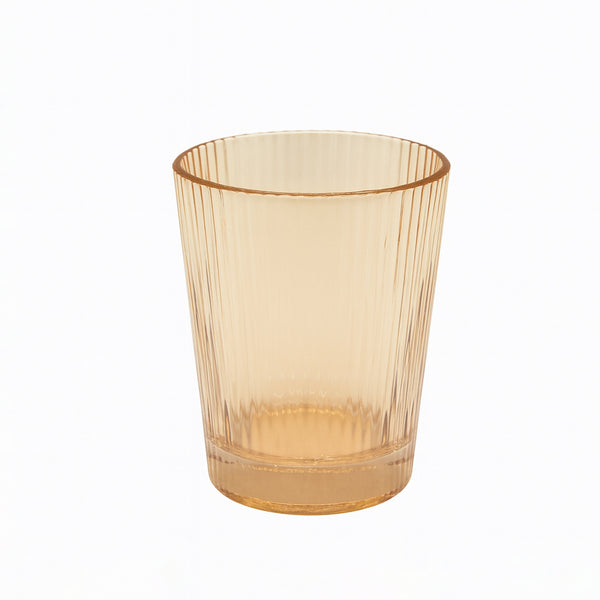 69535-01 Glass Cup – Clear Textured Tumbler with Modern Ribbed Design