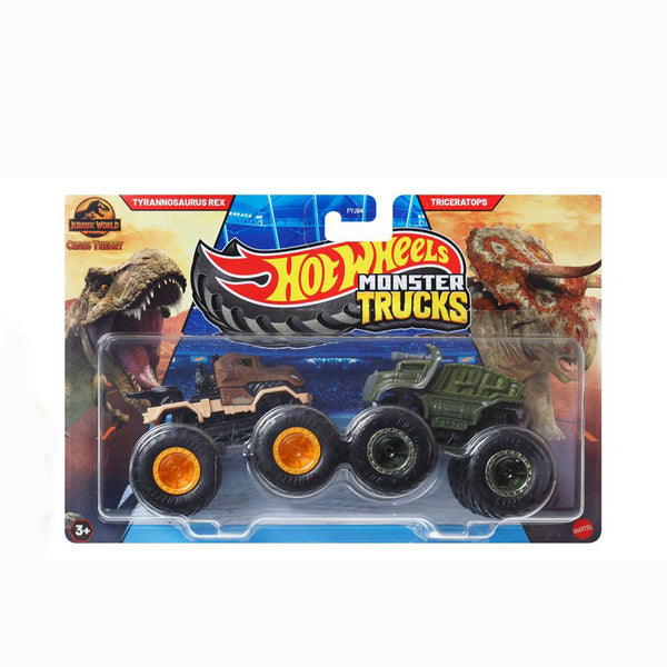 FYJ64 Hot Wheels Monster Trucks Demolition Doubles – T-Rex vs Triceratops