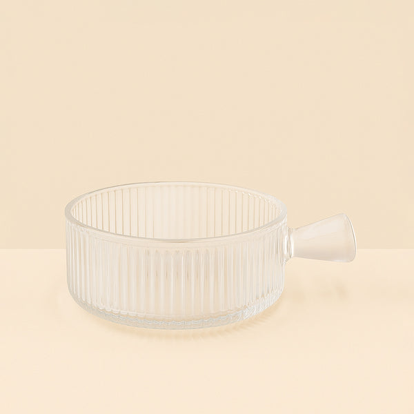 NE-32734-P/313-3 – Glass Bowl with Handle 720 ml – Ribbed Clear Bowl