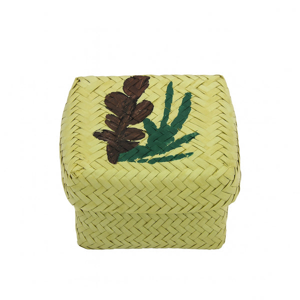 ABRW Handwoven Bamboo Storage Box – 5x5 Inch – Printed Floral Design