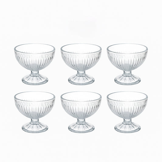 IC7353GCL – Ice Cream Bowl Set – 6 Pieces – 200cc – Ribbed Pedestal Design