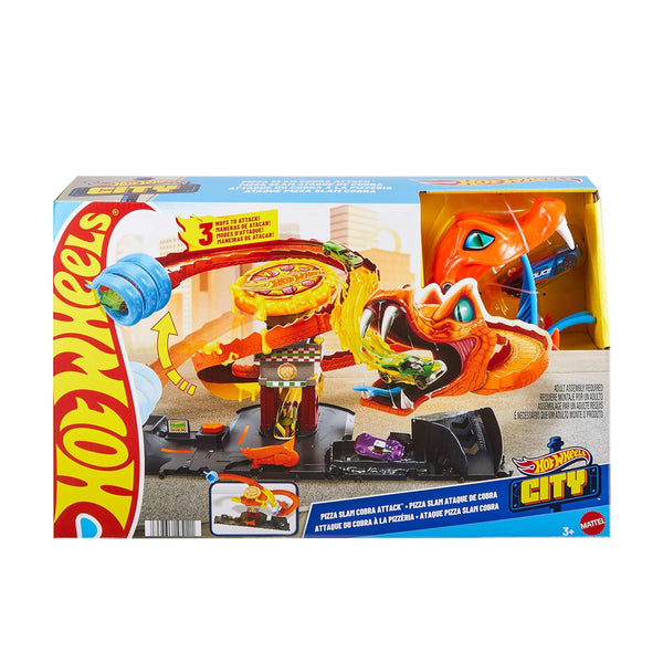 HTN81 Hot Wheels City Pizza Slam Cobra Attack – Snake & Pizza Playset