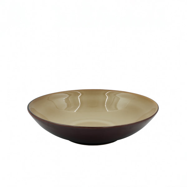 99582-16 – Ceramic Plate – 10 Inches – Beige & Brown Two-Tone Gloss Finish