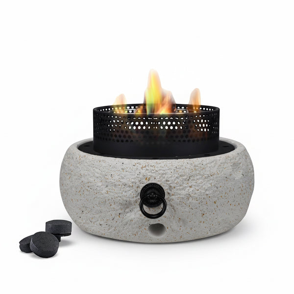 R251584-213 VIP Outdoor BBQ Stove – 31 x 31 x 19 cm – Compact Round Stone-Style Design with Handle Ring