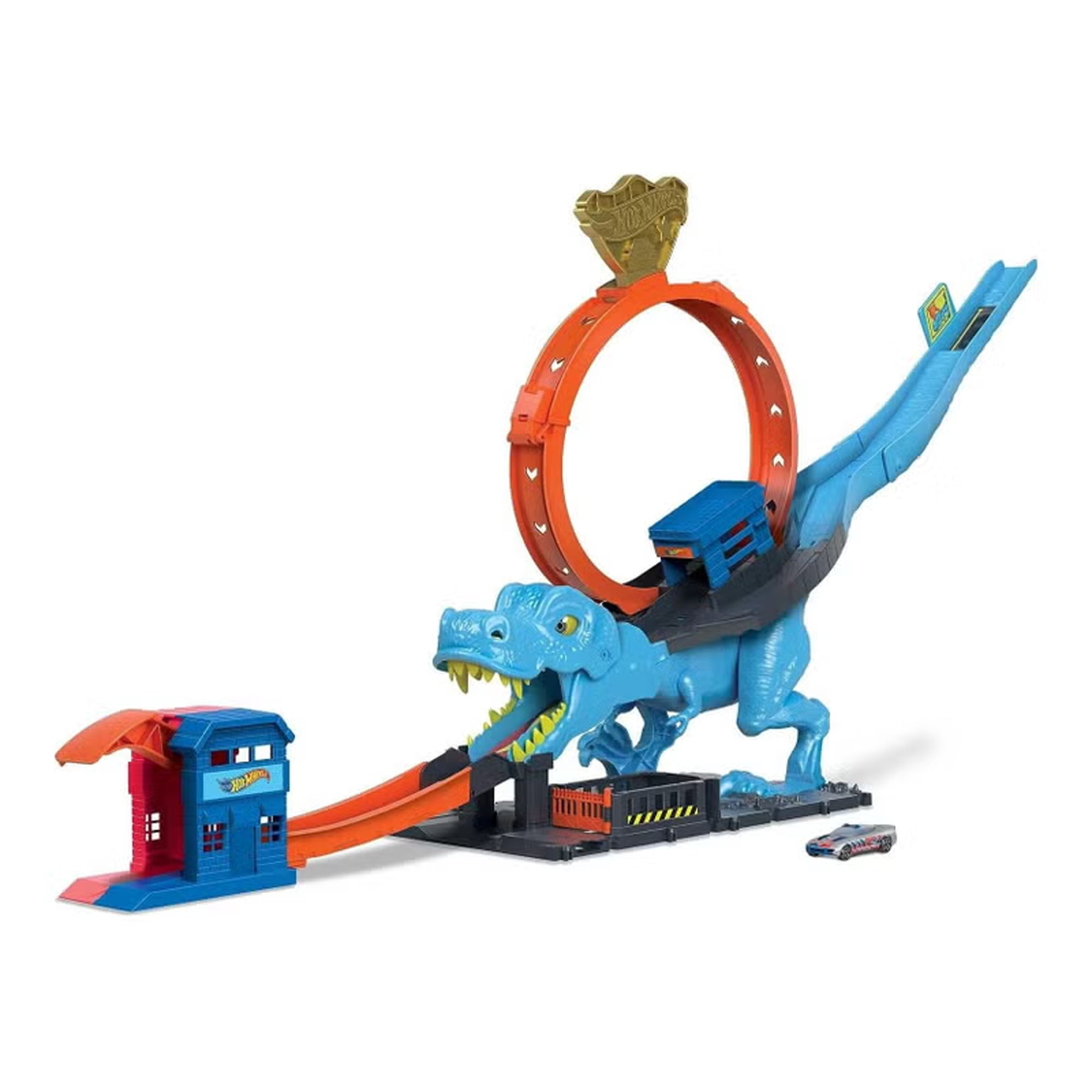 HKX42 Hot Wheels City T-Rex Chomp Down – Dino Attack Playset with Car