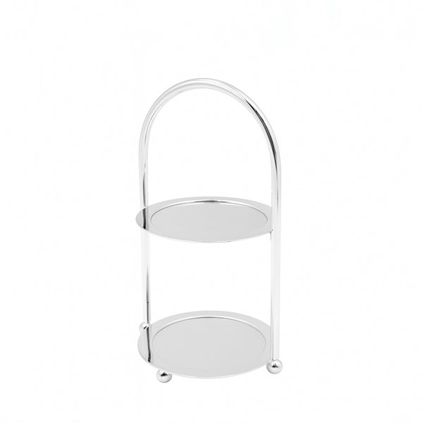 CD-7486 – 2-Layer Cake Stand – Silver – 20cm (H)