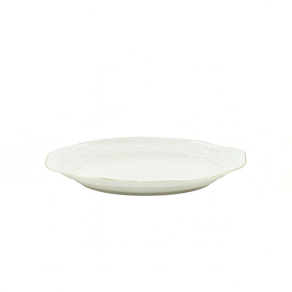 SC3637 Oval Plate – 13" Porcelain with Gold Rim
