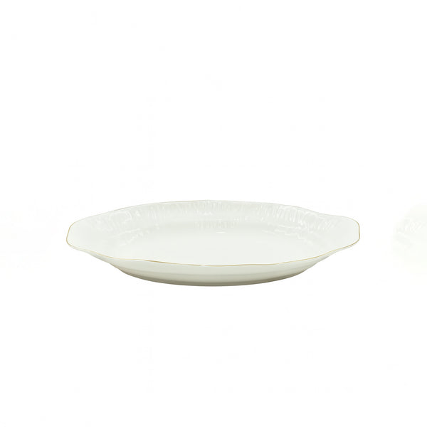 SC3636 Oval Plate – Porcelain with Gold Rim