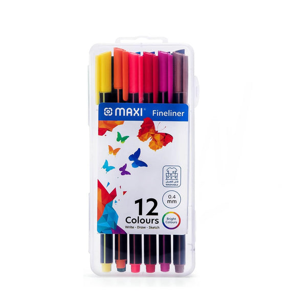 MX-FL12 Maxi Triangular Fineliner – 0.4mm – 12 Colours