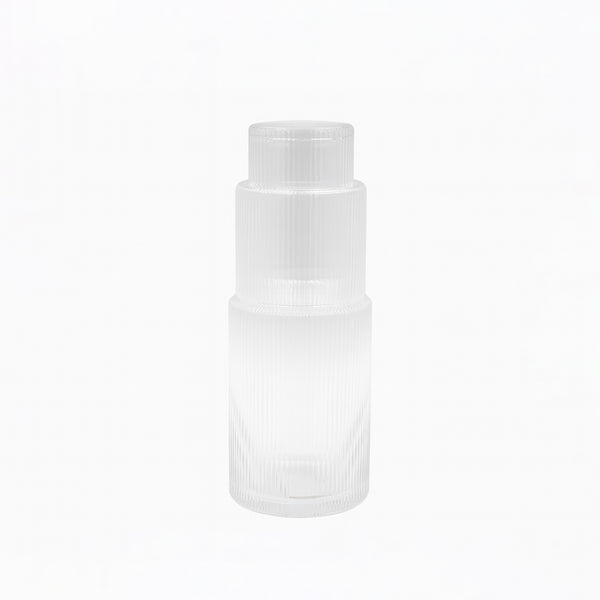 VG355 Glass Carafe & Tumbler Set – Clear Ribbed Design