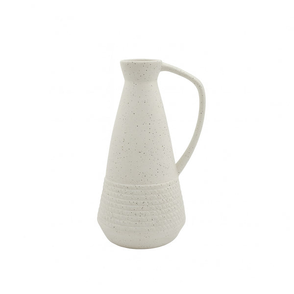 99599-19 Ceramic Vase – 30cm (H) – White Jug Design with Rope Detail