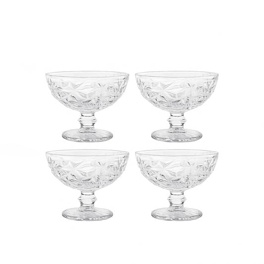 BMIC97BH – Ice Cream Cup Set – 4 Pieces – 300ml – Diamond-Cut Footed Design