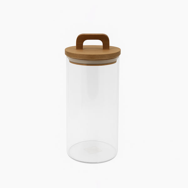 Sealed Glass Storage Jar with Wooden Lid – Airtight Kitchen Container