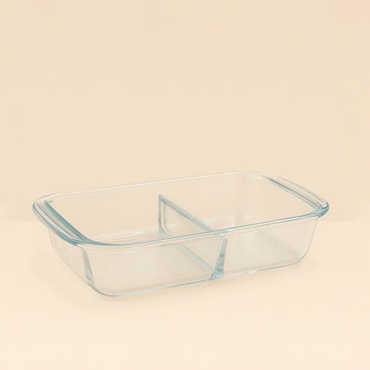 BG-RPT-1600 – Beyti Baking Tray with Divider 1.6 L –  Glass Bakeware for Dual Dishes