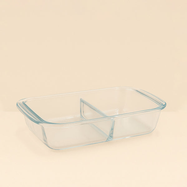 BG-RPT-1600 – Beyti Baking Tray with Divider 1.6 L –  Glass Bakeware for Dual Dishes