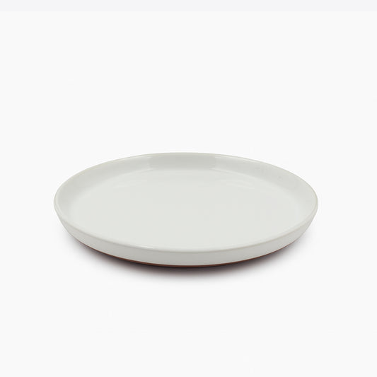 99580-18 – Ceramic Plate 25.4 cm – White Glazed Finish with Natural Terracotta Base