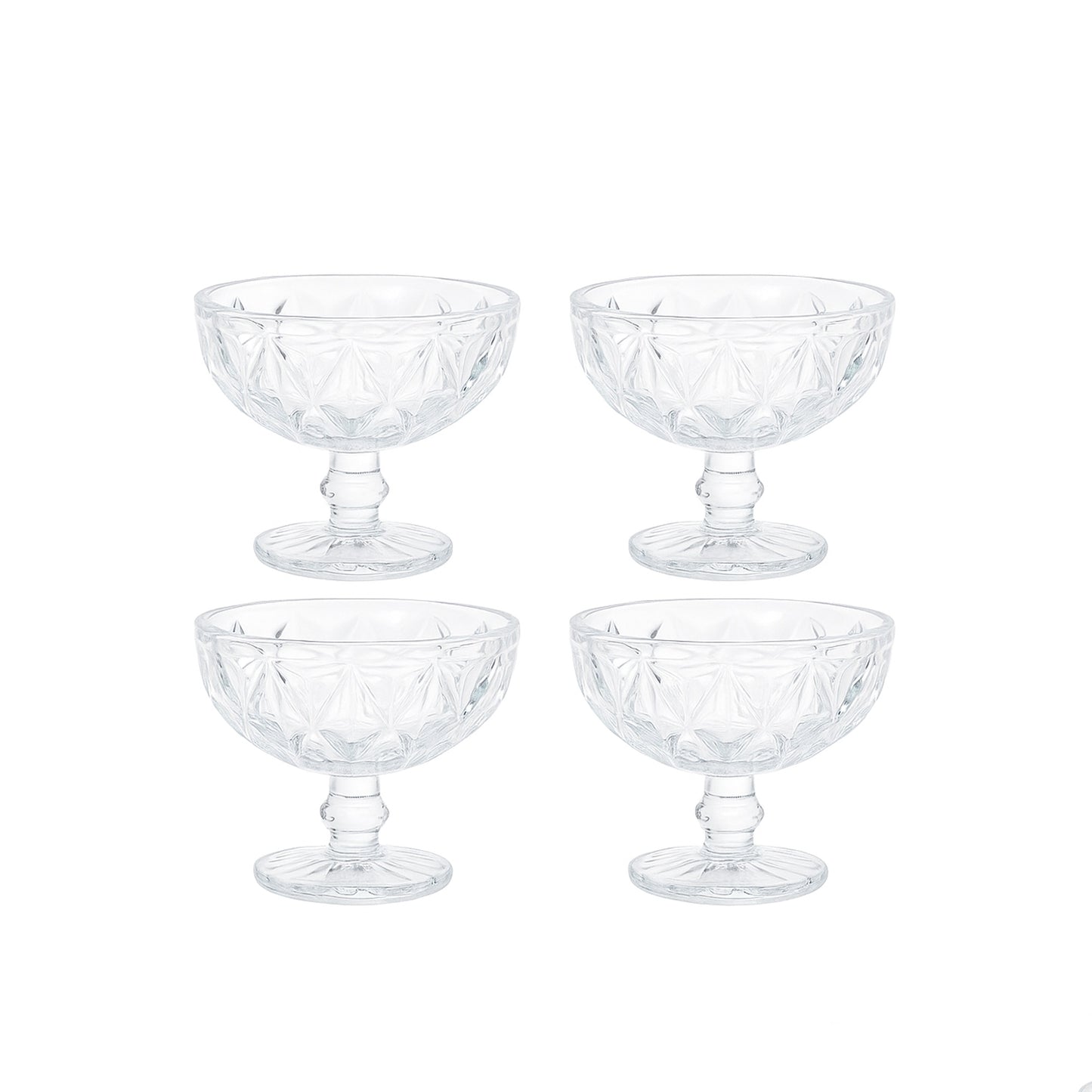 BMIC97LX – Ice Cream Cup – 4 Pieces – 300ml – Diamond Pattern Footed Glass