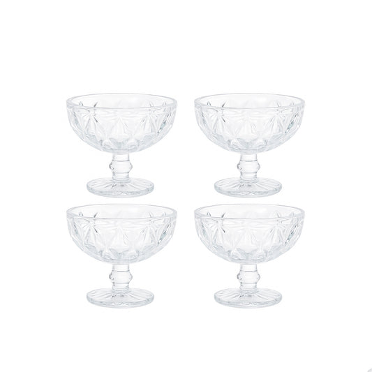 BMIC97LX – Ice Cream Cup – 4 Pieces – 300ml – Diamond Pattern Footed Glass