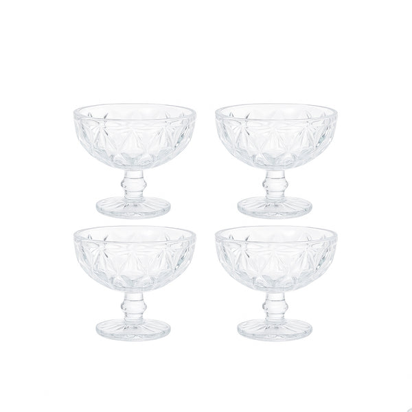 BMIC97LX – Ice Cream Cup – 4 Pieces – 300ml – Diamond Pattern Footed Glass