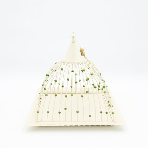 25236-58 – Fruit Tray with Lid – 30cm (L) x 30cm (W) – Large Square Cream Tray with Dome Cover