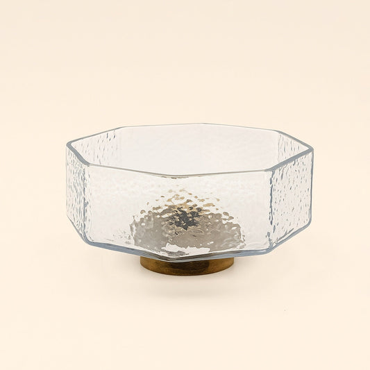 VG503 – Glass Bowl with Wooden Base – 25cm (D)