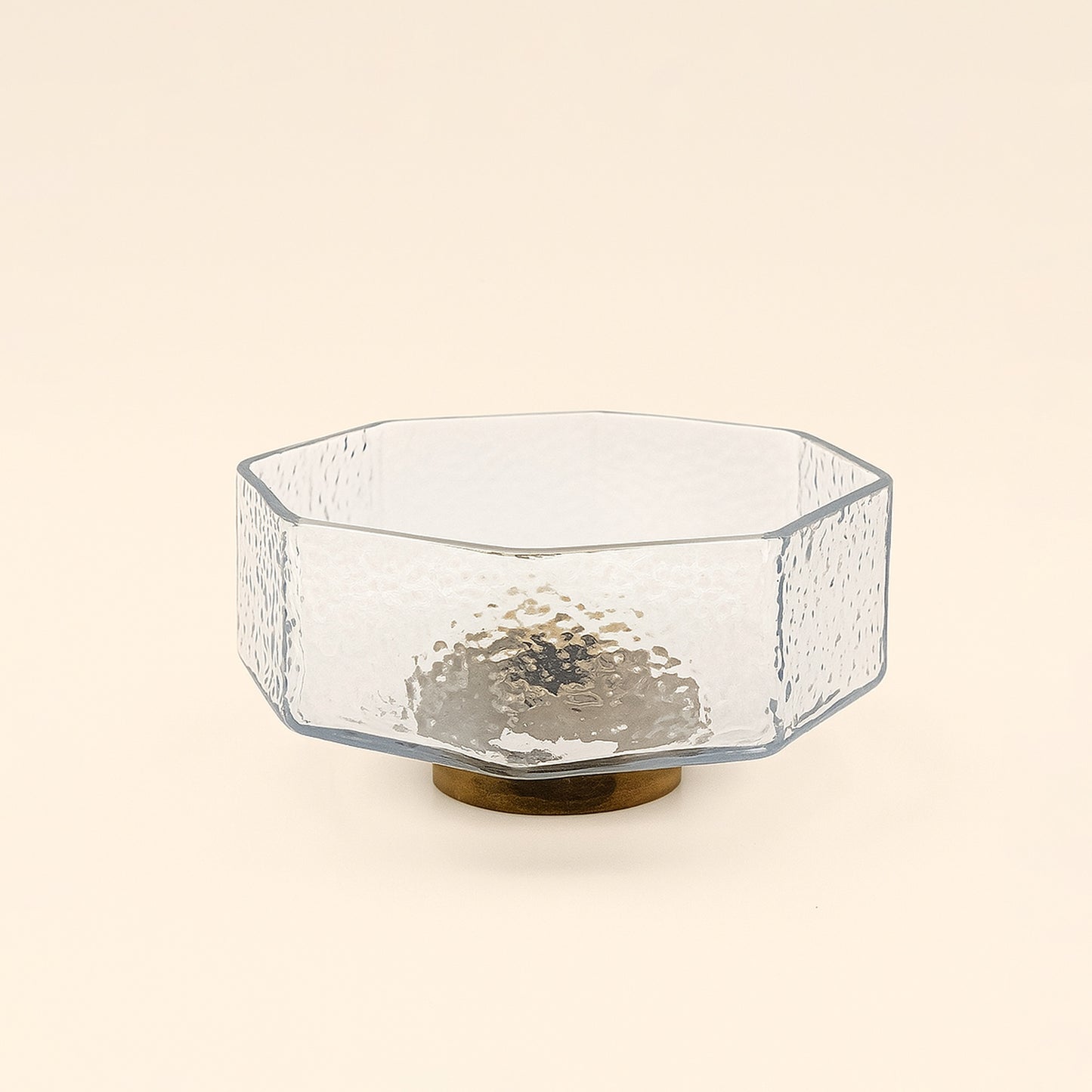 VG504 – Glass Bowl with Wooden Base – 20cm (D)