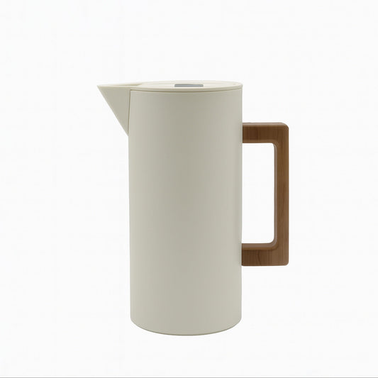 01 LUHPAR – Vacuum Flask 1.0L – White with Wooden Handle