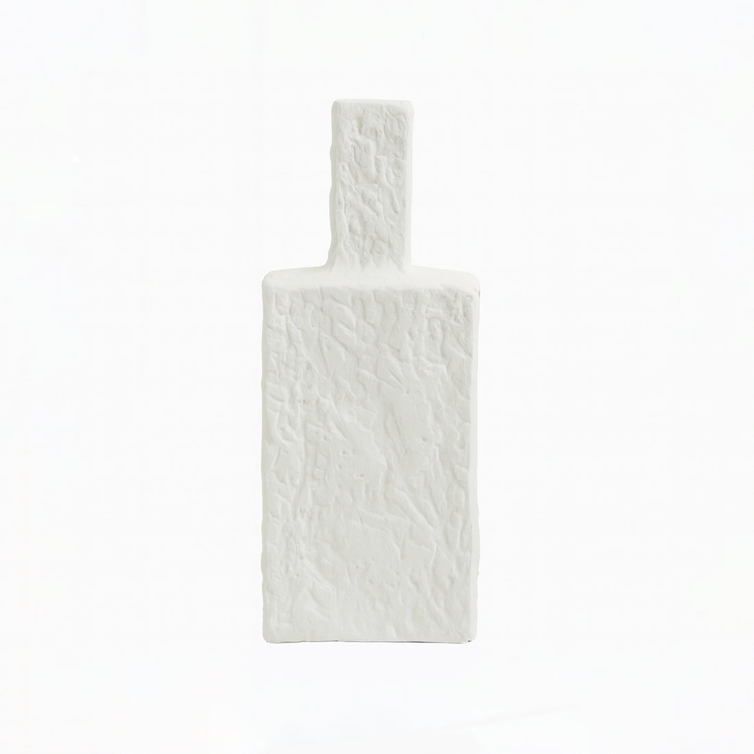 99600-07 Ceramic Vase – 34cm (H) – White Matte Square Design with Textured Finish