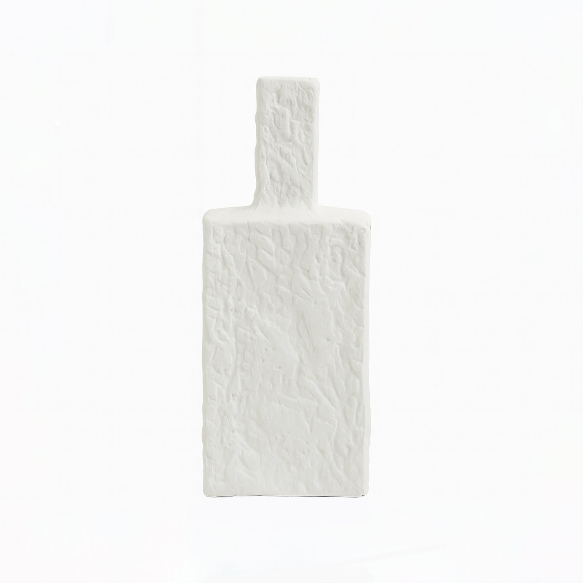 99600-07 Ceramic Vase – 34cm (H) – White Matte Square Design with Textured Finish