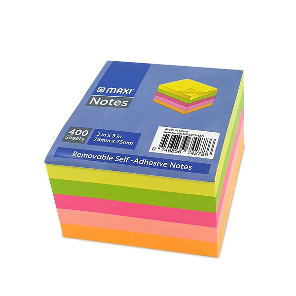 MX-SN75X75-4 Maxi Sticky Notes 75x75mm – 400 Sheets Assorted Colors