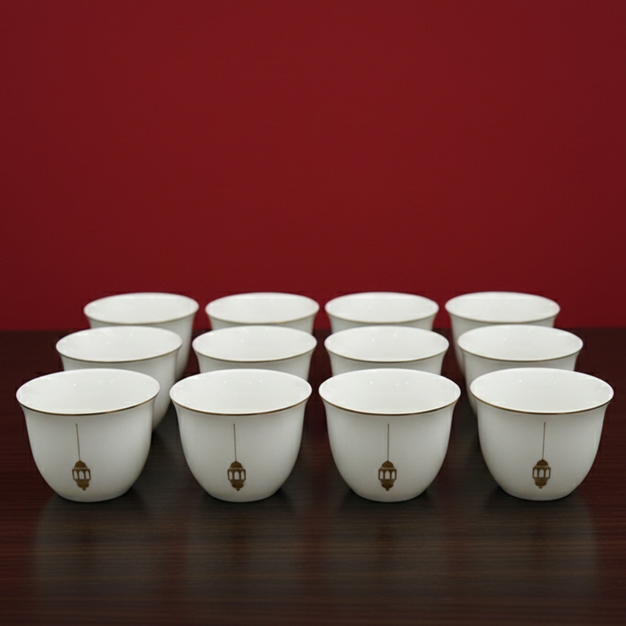 Cawa 5855G Cawa Cup Set – 12-Piece Elegant White Design with Gold Rim ...