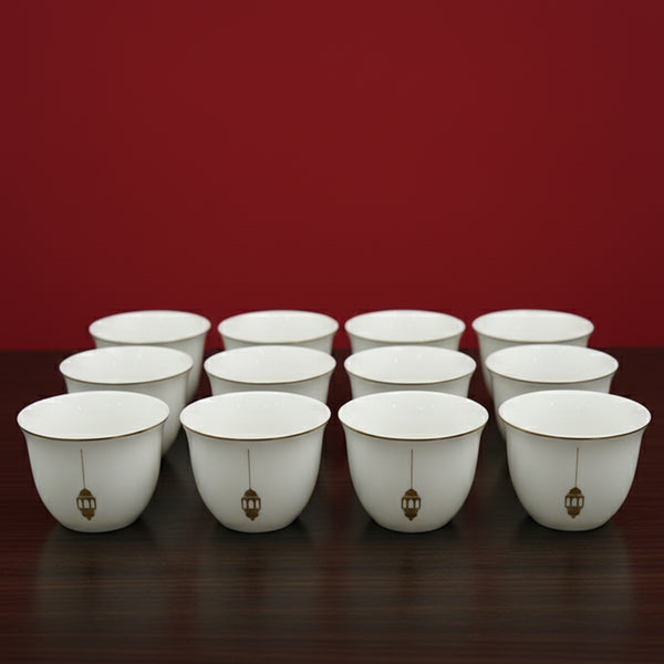 5855G Cawa Cup Set – 12-Piece Elegant White Design with Gold  Rim