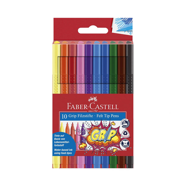 FC155310 – Faber-Castell Grip Felt Tip Pens – 10 Colours