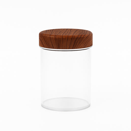 10827-M – Evelin Round Jar – 0.5L Clear Storage Jar with Wooden Lid