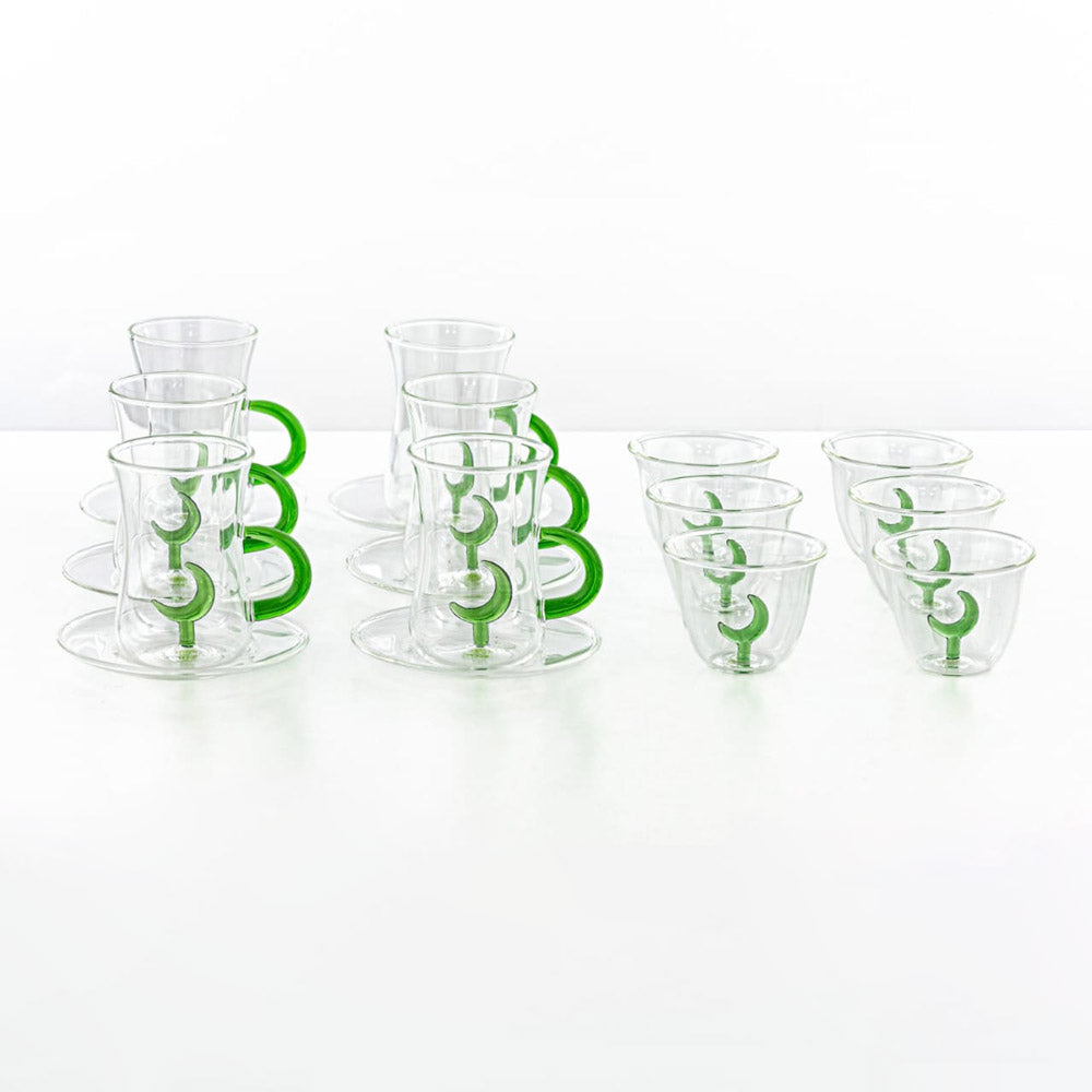 GLS0010172 Tea & Cawa Cup Set 18PC - Green Moon