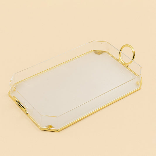 Acrylic Serving Tray with Handles Gold – 46 cm (W) x 33 cm (L) – CD-7519