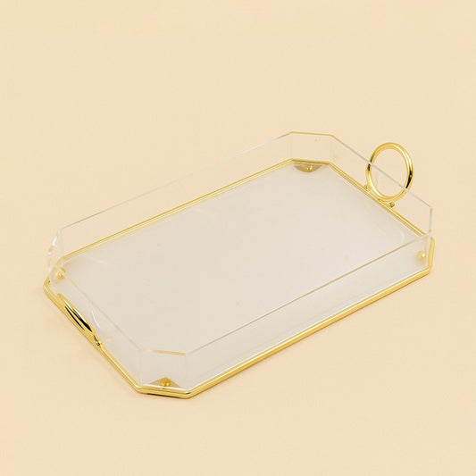 Acrylic Serving Tray with Handles Gold – 40 cm (W) x 27 cm (L) – CD-7522
