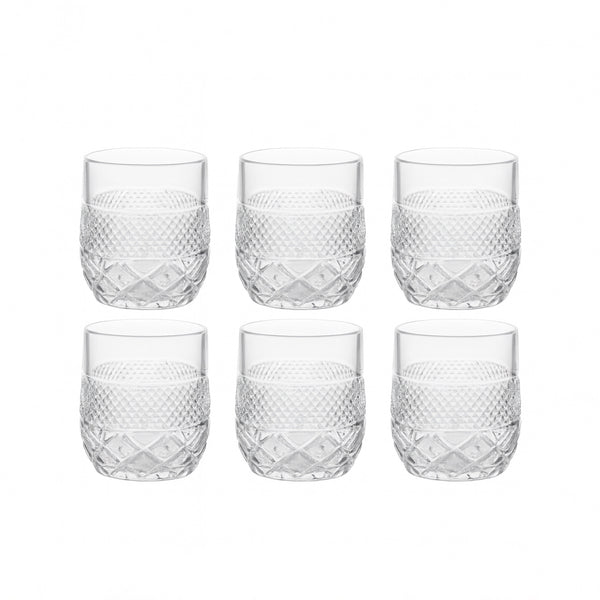 DSKB502-1A Glass Tumbler Set – 6 Pieces – 320ml Premium Cut-Design Drinking Glasses
