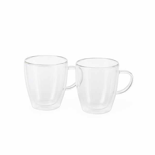 Double Wall Glass Cup Set – 2 Piece – 380 ml – Clear Insulated Design – 23709