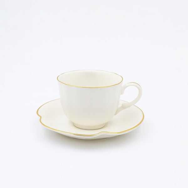 SC3883 Estakin Cup & Saucer Set – 6-Piece Porcelain with Gold Rim