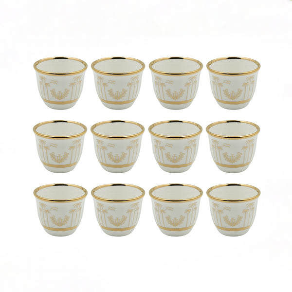 1577G-120CC  Cawa Cup Set– 12-Piece – 120 ml – Gold Rim Coffee Cup Set