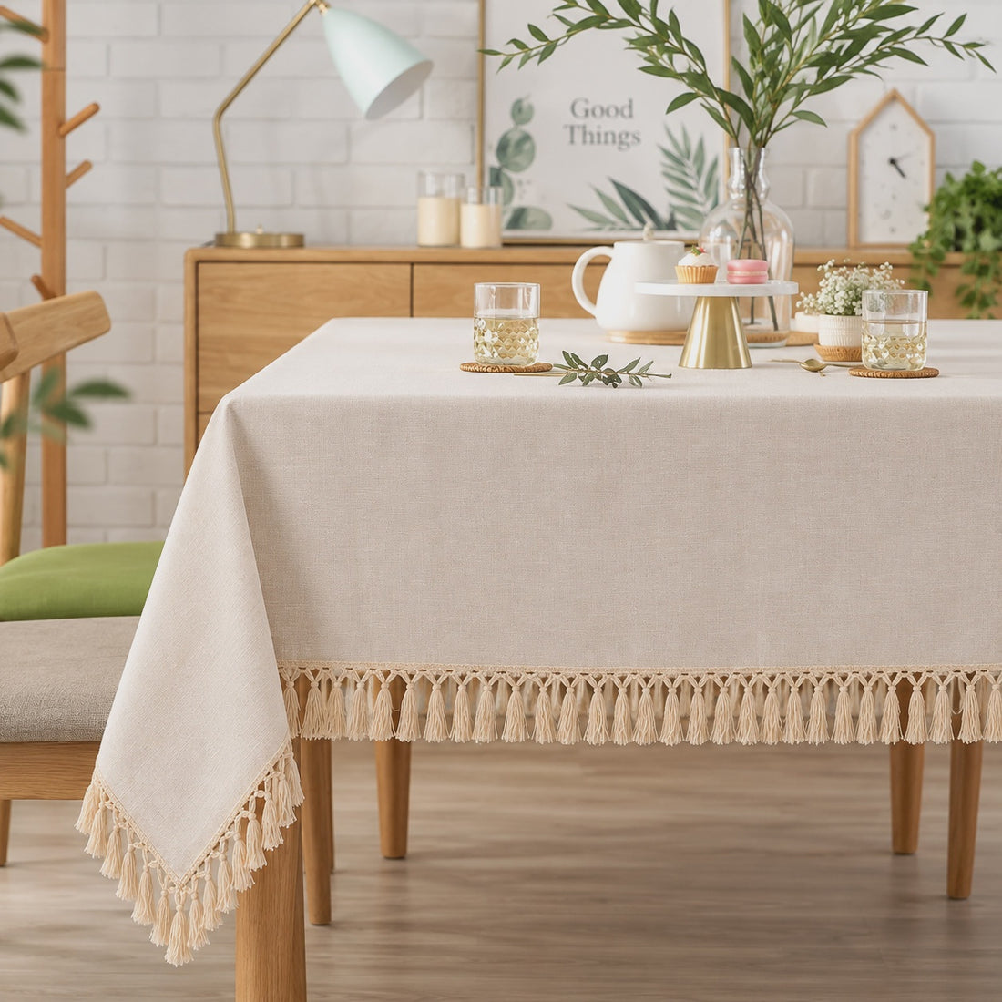 97186-17/99314-15 Fabrix Fringed Square Table Cloth – 135 × 135 cm – Beige