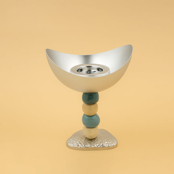 25236-87 – Incense Burner – 19cm (H) – Silver Bowl with Beaded Stem Design