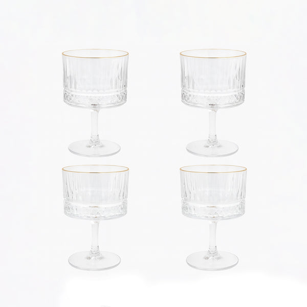 DSJ0250R Deli Glass Set – 4 Pieces – 500ml Capacity –  Gold Rim