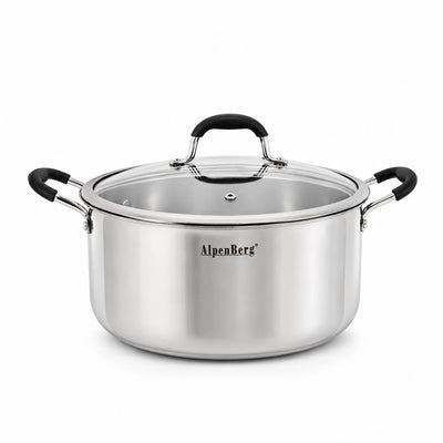 3-Ply Stainless Steel Non-Stick Casserole 12.3 Litre with Glass Lid Siddiq Gifts