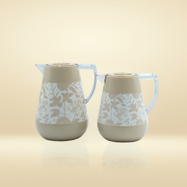 NB5820B Vacuum Flask 2-Piece Set - Beige White Flower (0.5L + 1L)
