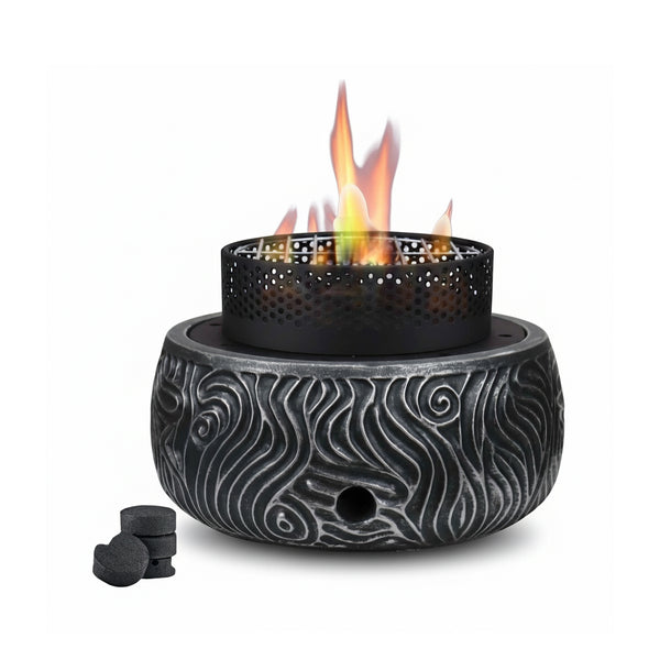 R251585-224 VIP Outdoor BBQ Stove – 31 x 31 x 19 cm – Decorative Swirl Stone-Style Compact Design
