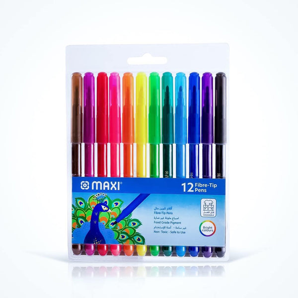MX-FPR12 Maxi Felt Pen - 12 Colour  – Washable Fibre-Tip Colour Pens