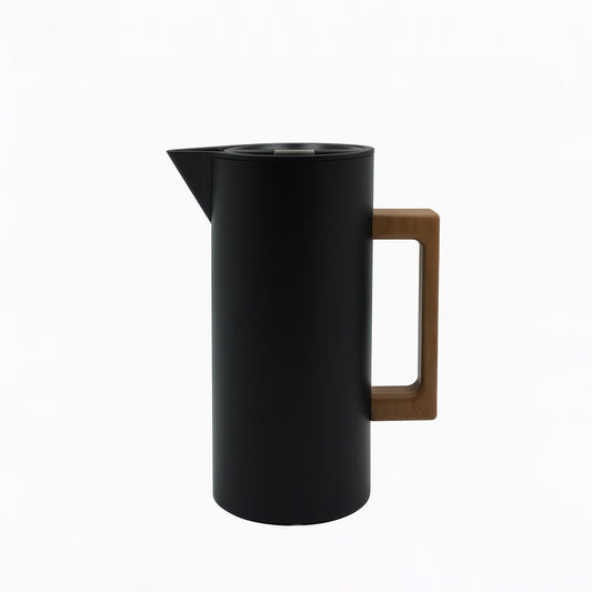 01 LUHPAR – Vacuum Flask 1.0L – Black with Wooden Handle