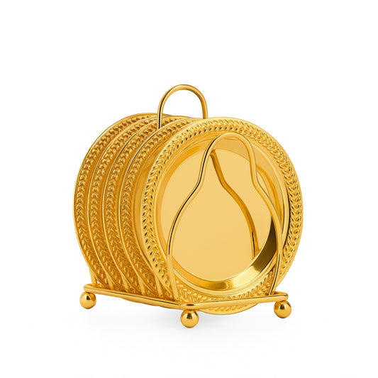 CD-7313 – 6-Piece Small Plate Set with Stand – Gold